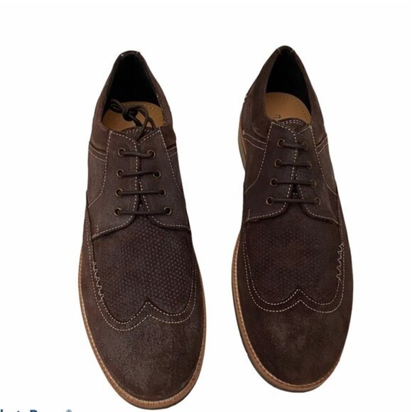 Ben Sherman Suede Wingtip Derby Sz 11.5 Distressed Brown - Picture 2 of 10